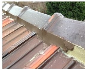 Fresh pointing on ridge caps